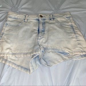Light wash jean shorts